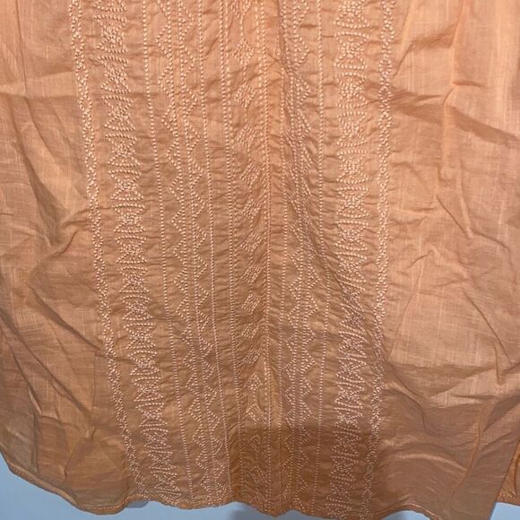 G.H. Bass & Co. Women's Orange Embroidered Short Sleeve Peasant Top Size Large - Picture 4 of 7